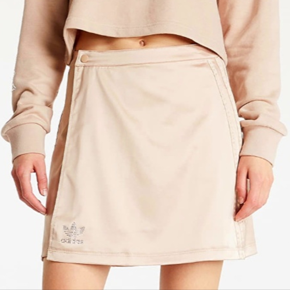 Adidas Cream A-Line Mini Skirt Wrap Casual